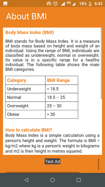BMI Calculator - Image screenshot of android app