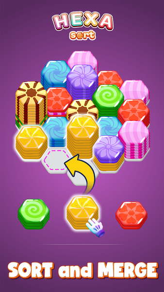 Sort the Stack: Hexagon Puzzle - Gameplay image of android game