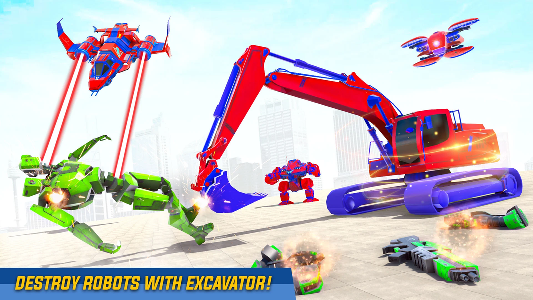 Flying Robot Transforming Game - Gameplay image of android game