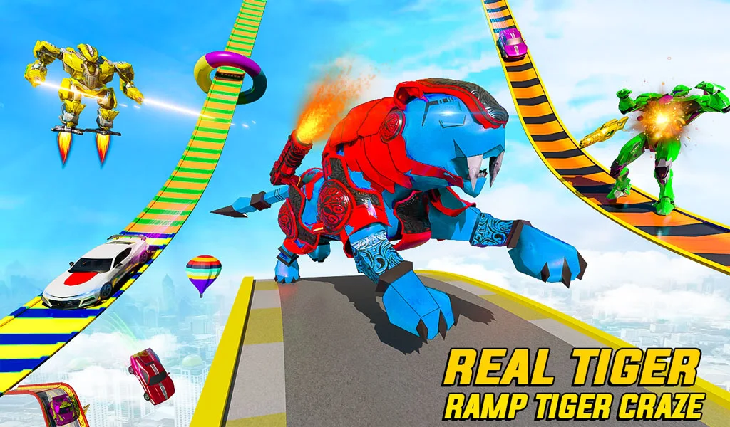 Tiger Robot Car Stunt Car Game - Gameplay image of android game