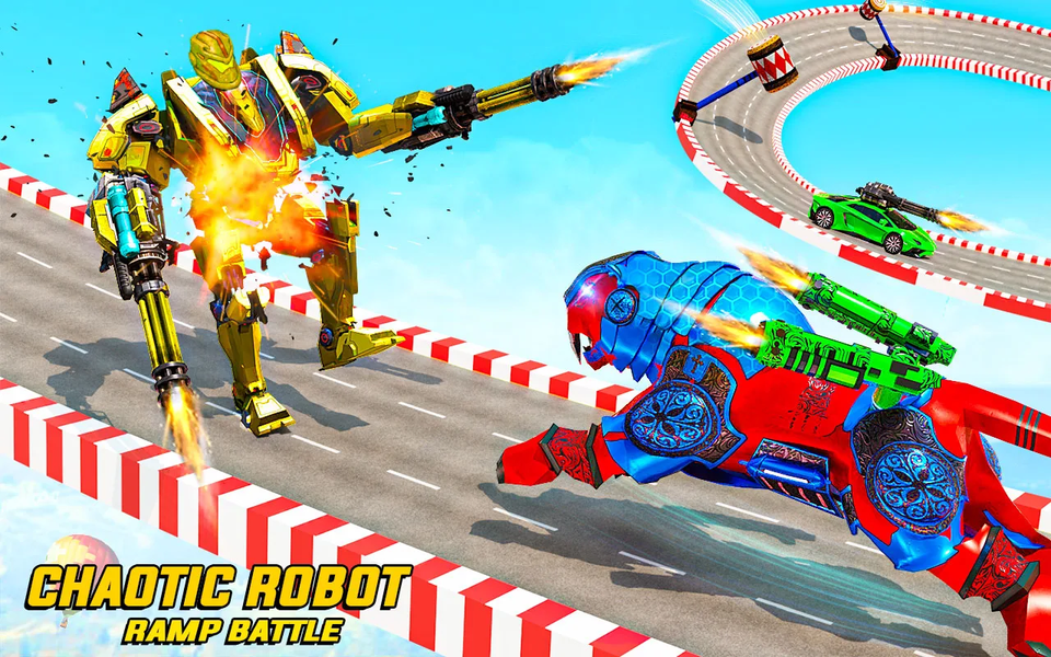 Tiger Robot Car Stunt Car Game - Gameplay image of android game