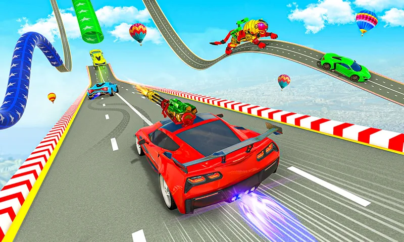 Tiger Robot Car Stunt Car Game - Gameplay image of android game