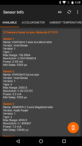 Sensor Info - Image screenshot of android app