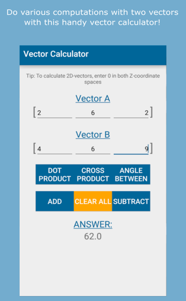 Vector Calculator - عکس برنامه موبایلی اندروید