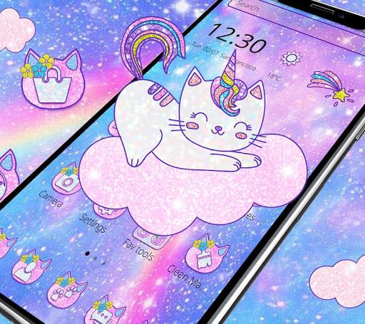 Glitter Sky Unicorn Cat Theme - Image screenshot of android app