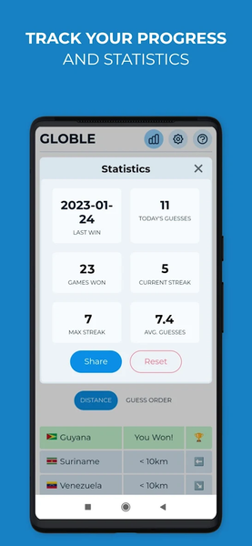 Globle - Guess the Country - Gameplay image of android game