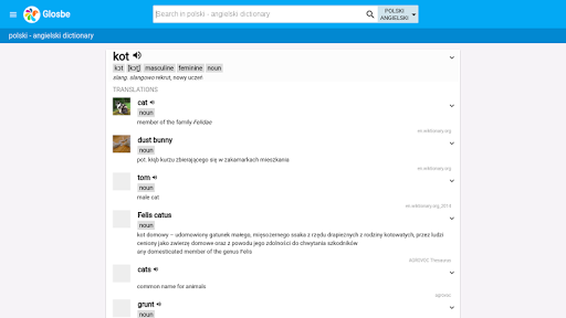 Glosbe Dictionary - عکس برنامه موبایلی اندروید