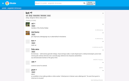 Glosbe Dictionary - عکس برنامه موبایلی اندروید