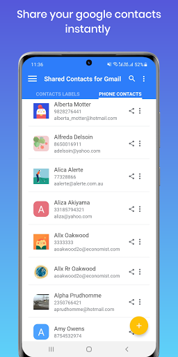 Shared Contacts® : Contact App - عکس برنامه موبایلی اندروید
