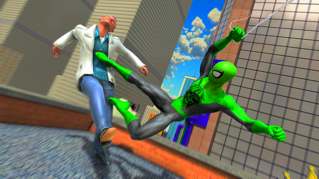 Green Superhero Rope Man Fight - عکس بازی موبایلی اندروید