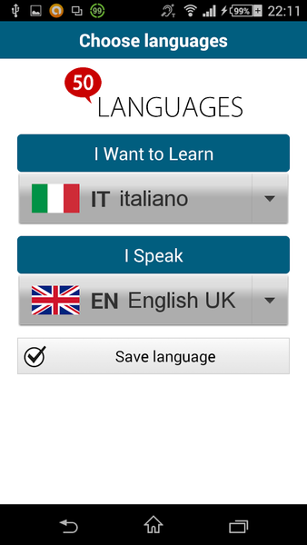 Learn Italian - 50 languages - Image screenshot of android app