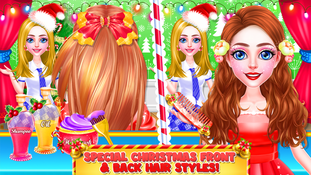 Christmas Girls Glam Hairstyle - Gameplay image of android game