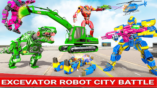 Excavator Robot War - Car Game - Gameplay image of android game