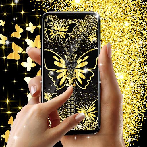 Golden butterflies lock screen - Image screenshot of android app