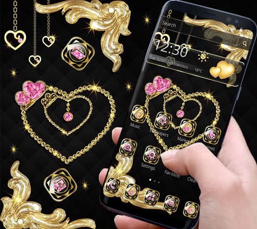 Golden Crystal Diamond Luxury Heart Theme - Image screenshot of android app