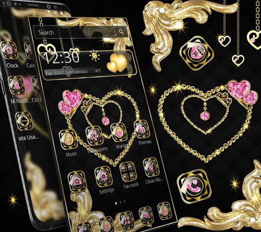 Golden Crystal Diamond Luxury Heart Theme - عکس برنامه موبایلی اندروید