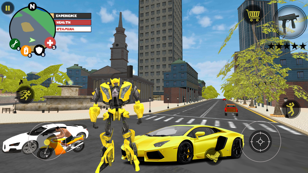Golden Robot Car Transformer - - عکس بازی موبایلی اندروید