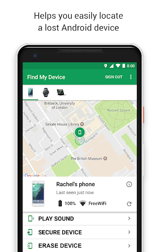 Google Find My Device - Image screenshot of android app