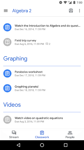 Google Classroom - عکس برنامه موبایلی اندروید