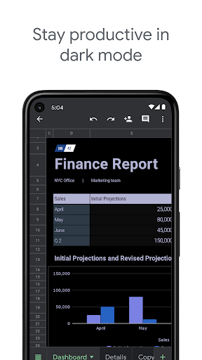 Google Sheets - عکس برنامه موبایلی اندروید