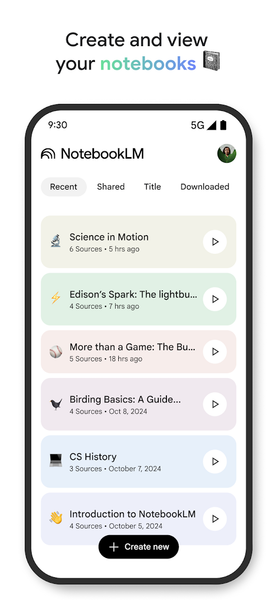 Google NotebookLM - عکس برنامه موبایلی اندروید