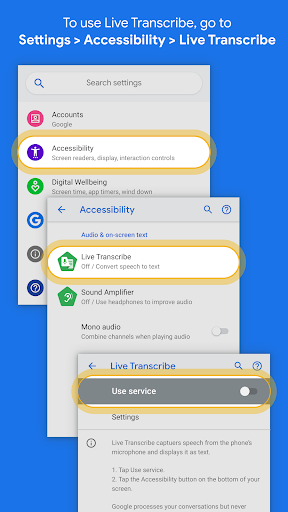 Live Transcribe - تبدیل گفتار به متن - عکس برنامه موبایلی اندروید