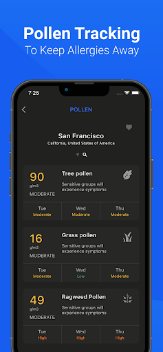 Air Quality & Pollen - AirCare - عکس برنامه موبایلی اندروید