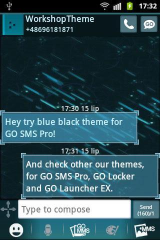 Theme black blue GO SMS Pro - عکس برنامه موبایلی اندروید