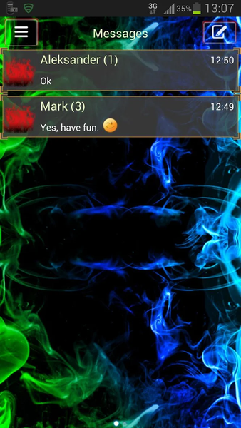 Green Smoke Theme GO SMS Pro - Image screenshot of android app
