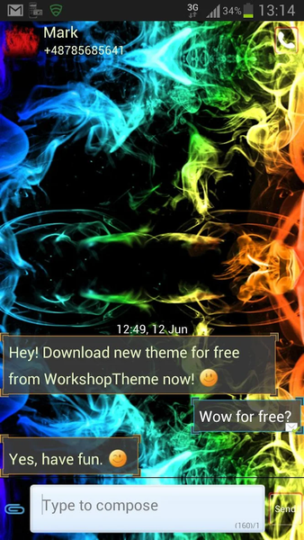Rainbow Smoke Theme GO SMS - Image screenshot of android app