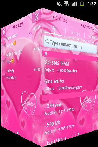 Pink Love Theme GO SMS Pro - عکس برنامه موبایلی اندروید