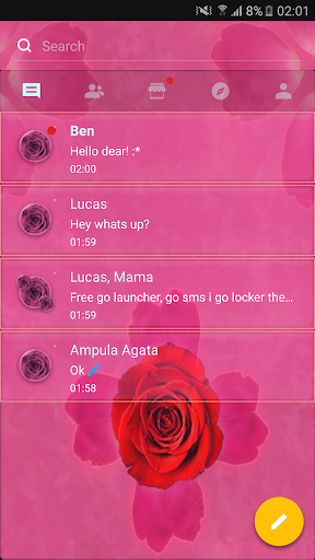 Theme rose pink cute GO SMS - عکس برنامه موبایلی اندروید