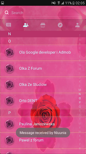 Theme rose pink cute GO SMS - عکس برنامه موبایلی اندروید