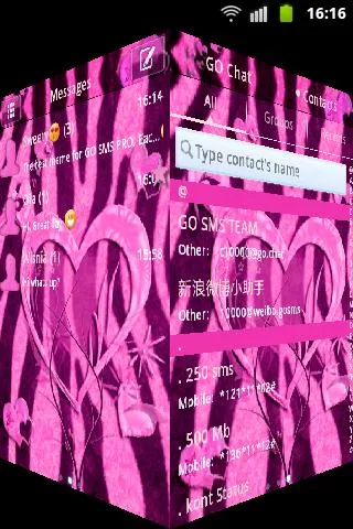 Heart Theme Zebra Pink GO SMS - عکس برنامه موبایلی اندروید