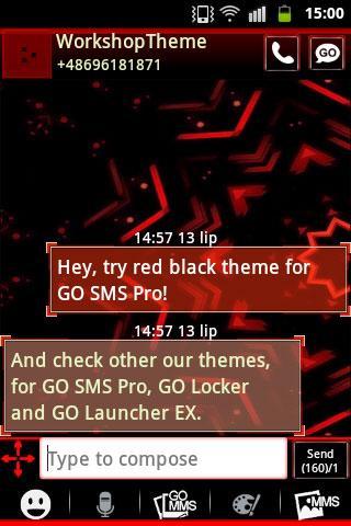 Red Black GO SMS Theme - Image screenshot of android app