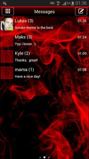 Red Smoke Theme GO SMS PRO - عکس برنامه موبایلی اندروید