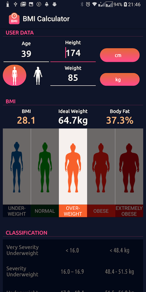 BMI & Ideal Weight Calculator - عکس برنامه موبایلی اندروید