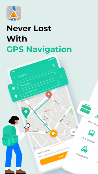 GPS Navigation- GPS Maps - عکس برنامه موبایلی اندروید