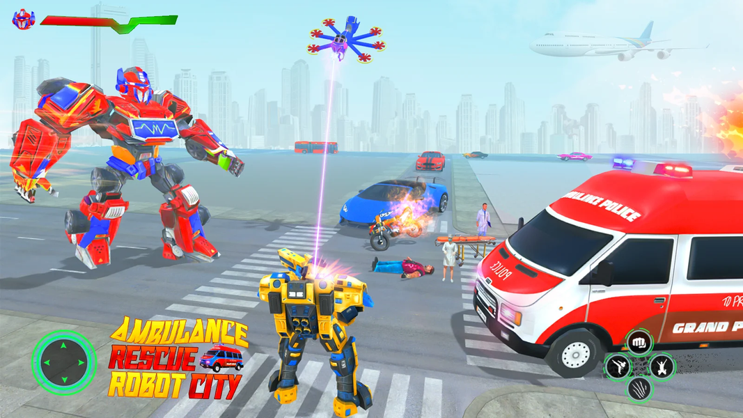 Flying Ambulance Robot Bike - Gameplay image of android game