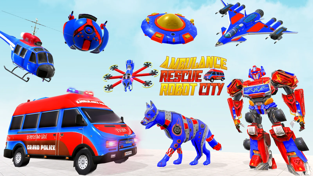 Flying Ambulance Robot Bike - Gameplay image of android game