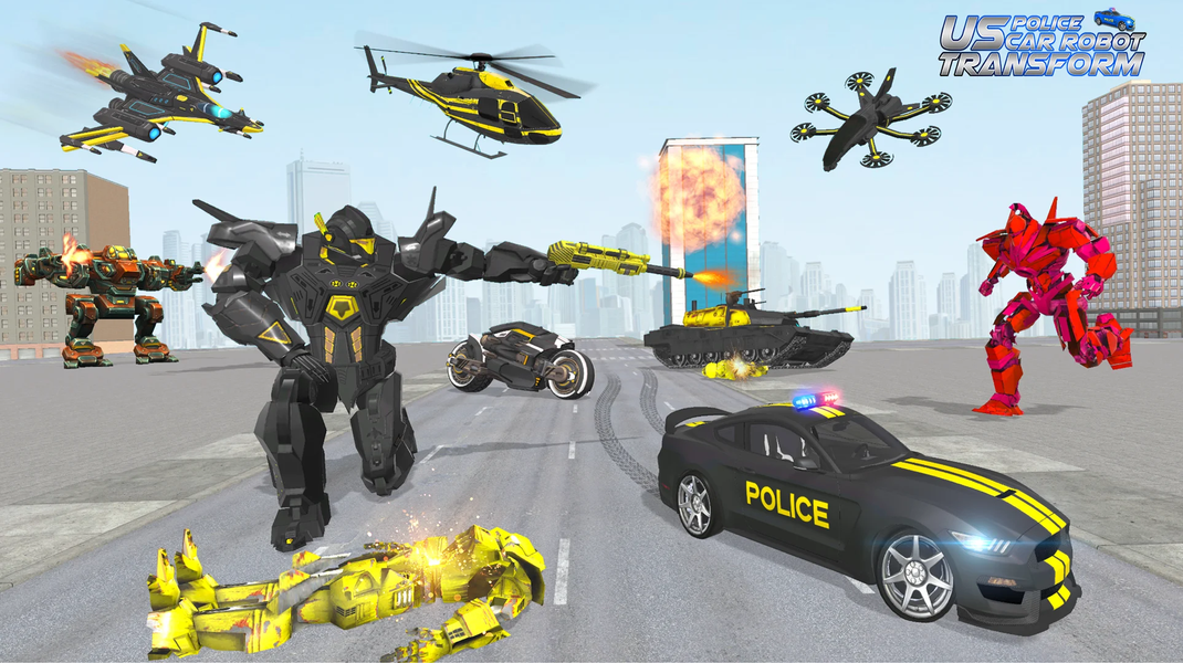 US Police Robot Car Battle - Gameplay image of android game