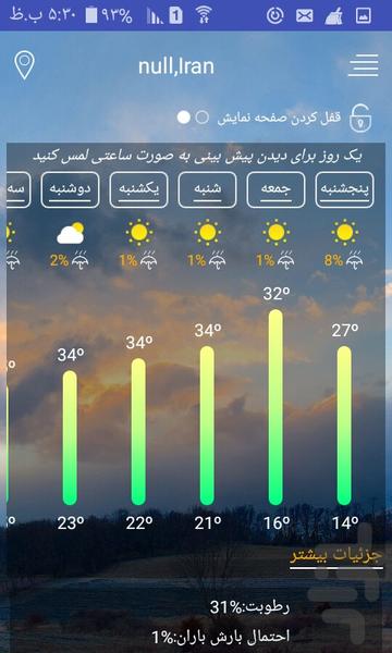پیش بینی آب هوا - عکس برنامه موبایلی اندروید