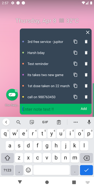 One Swipe Notes - Quick Notes - عکس برنامه موبایلی اندروید