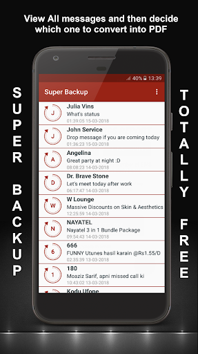 Super SMS Call Contacts Backup - Image screenshot of android app