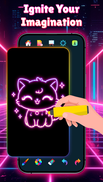 Doodle Art - Glow Drawing App - Image screenshot of android app