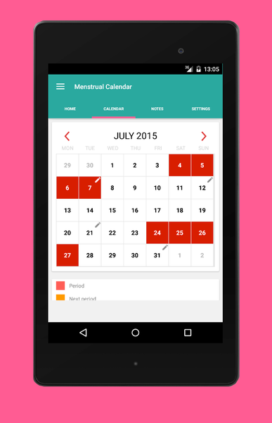 Menstrual & Ovulation Calendar - Image screenshot of android app