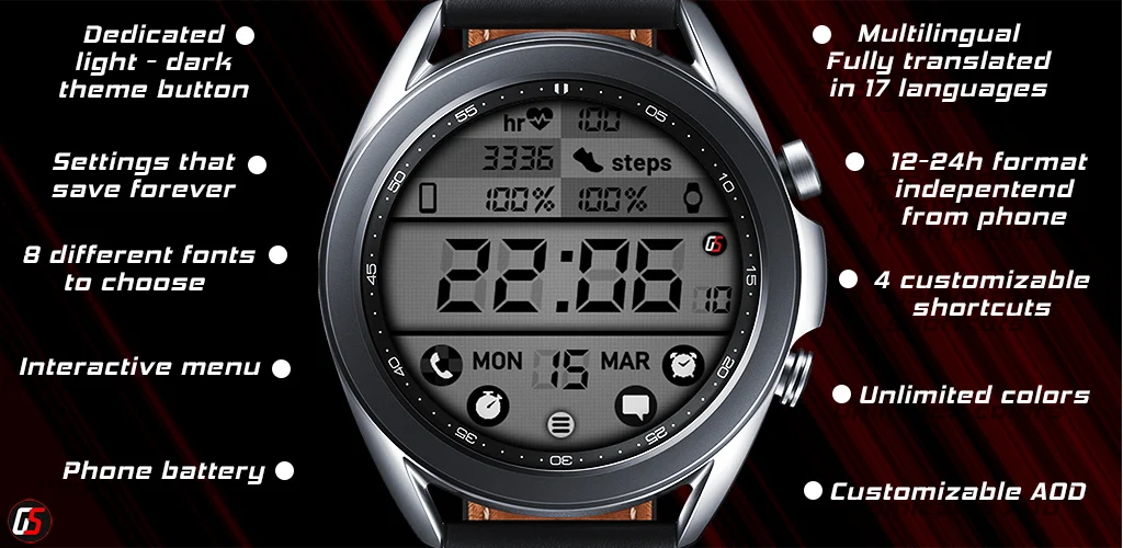 GS Digital 3A Watch Face - Image screenshot of android app