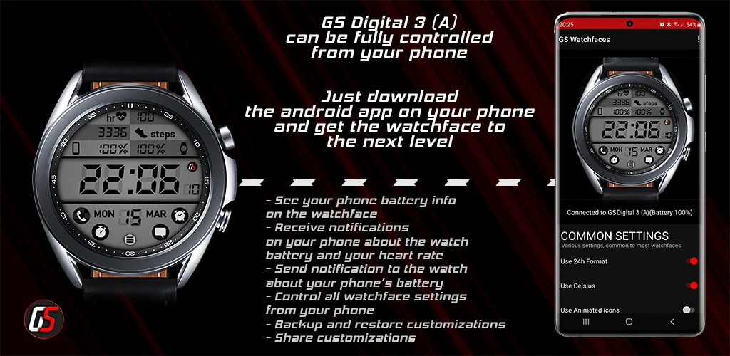 GS Digital ۳A Watch Face - عکس برنامه موبایلی اندروید