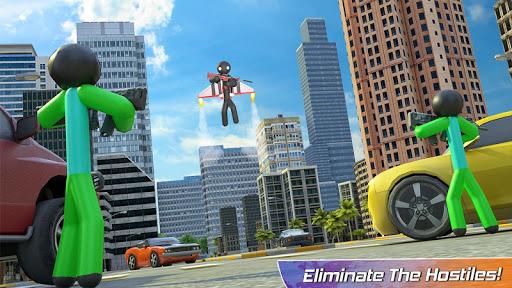 Flying Hero Stickman Criminal City - Gameplay image of android game