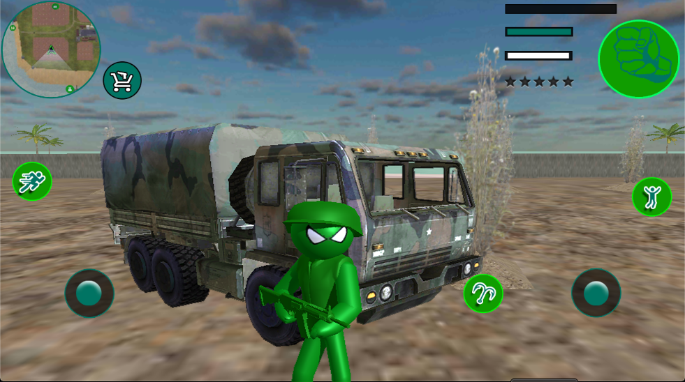 Army Men Toy Stickman Rope Her - Gameplay image of android game